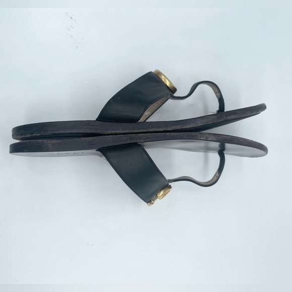 Gucci Black leather double GG lifford thong flat sandals 38 - Picture 4 of 11